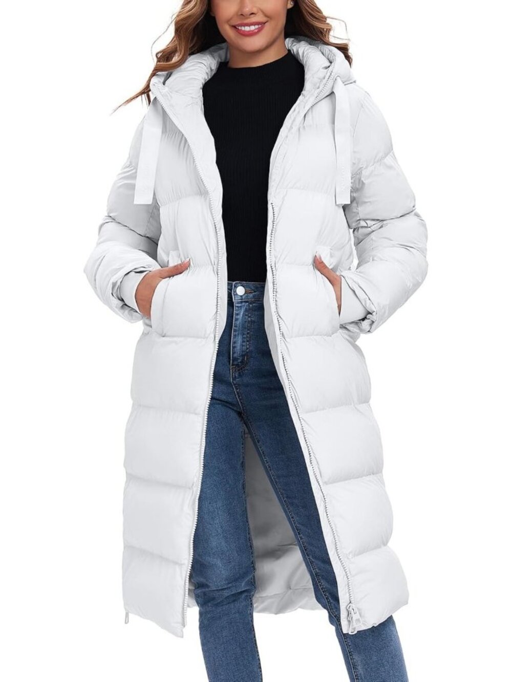 Cozy Women's Winter Maxi Puffer Coat - Thick Hooded Quilted Jacket, Warm